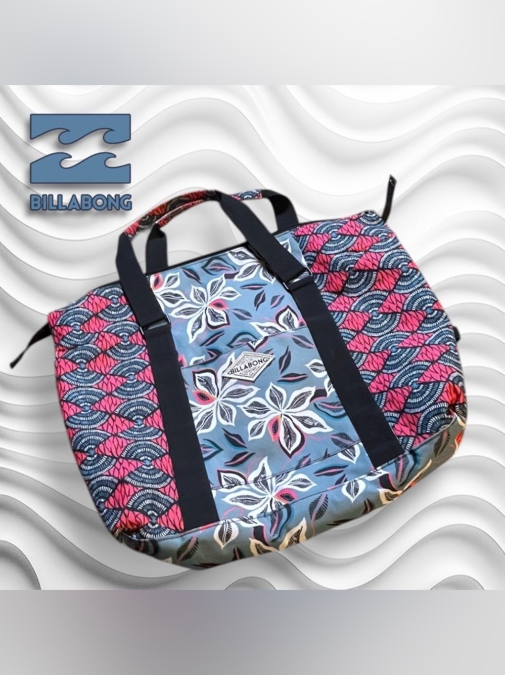 Billabong | Hawaiian Tropical Geometric Tribal Print Large Tote Bag
